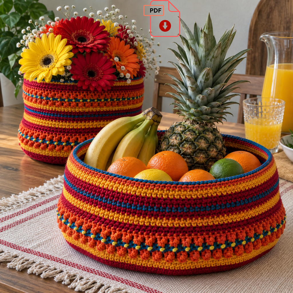 Thanksgiving Crochet Basket Pattern | Fall Fruit Basket & Table Centerpiece | Digital PDF